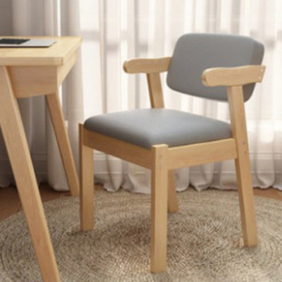 Modern Simplicity Rubber Wood Fabric Leather Sponge Square Desk Chair Backrest Armrest For Study