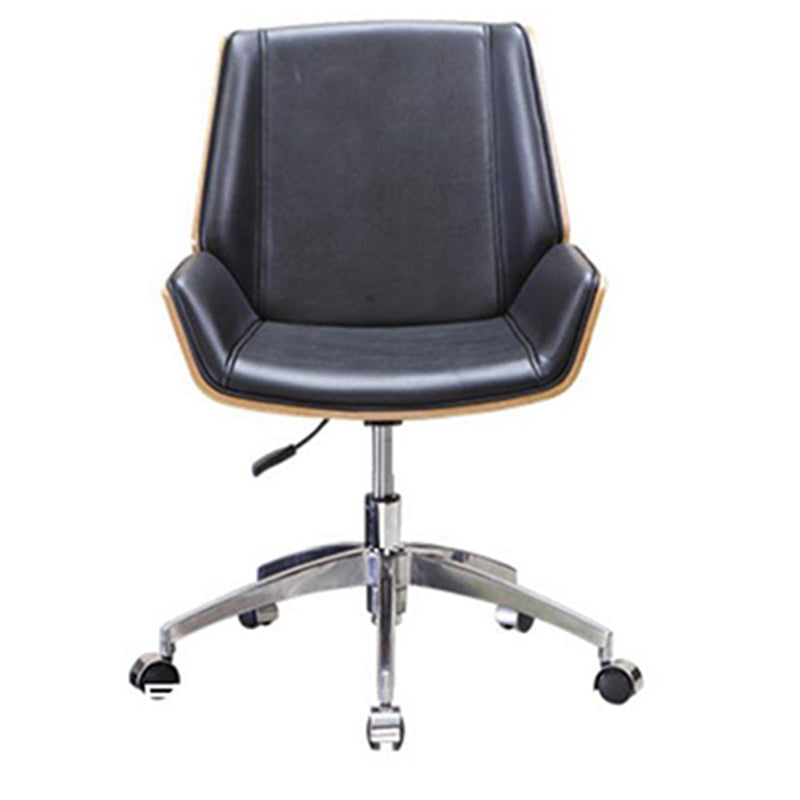 Contemporary Nordic Square Leather Board Steel Desk Chair Backrest Swivel For Home Office