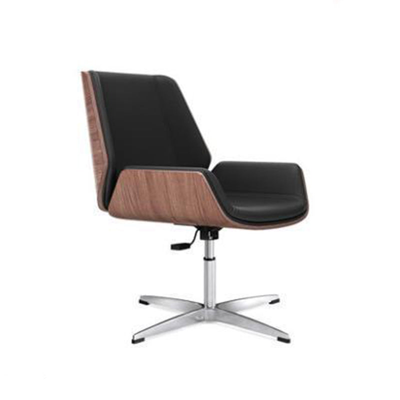 Contemporary Nordic Square Leather Board Steel Desk Chair Backrest Swivel For Home Office