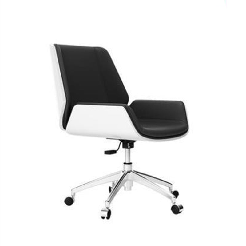 Contemporary Nordic Square Leather Board Steel Desk Chair Backrest Swivel For Home Office