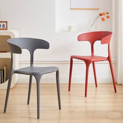 Contemporary Scandinavian Plastic Square Hollowed Dining Chair Backrest Stackable For Dining Room