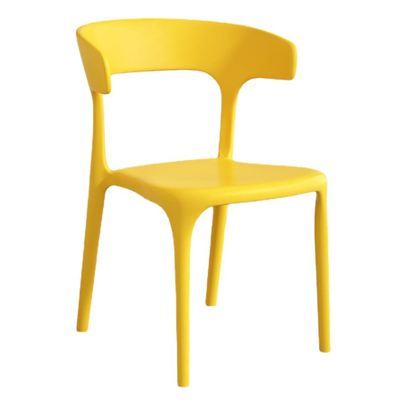 Contemporary Scandinavian Plastic Square Hollowed Dining Chair Backrest Stackable For Dining Room