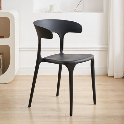 Contemporary Scandinavian Plastic Square Hollowed Dining Chair Backrest Stackable For Dining Room