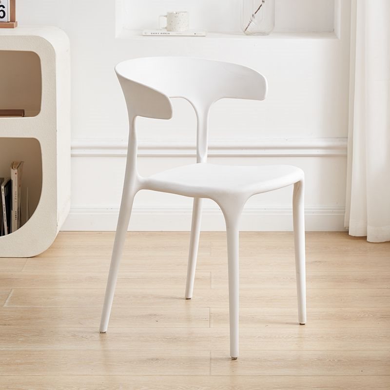 Contemporary Scandinavian Plastic Square Hollowed Dining Chair Backrest Stackable For Dining Room