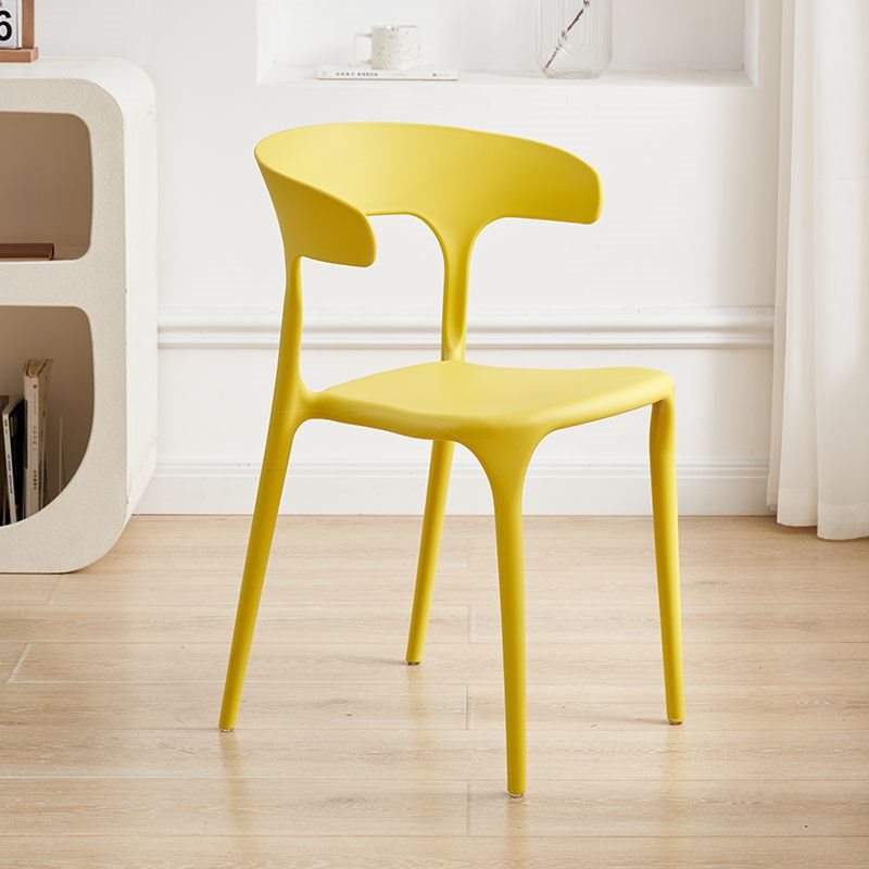 Contemporary Scandinavian Plastic Square Hollowed Dining Chair Backrest Stackable For Dining Room