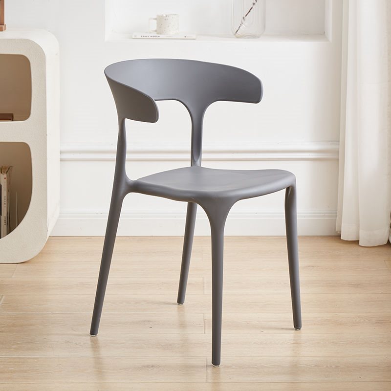 Contemporary Scandinavian Plastic Square Hollowed Dining Chair Backrest Stackable For Dining Room