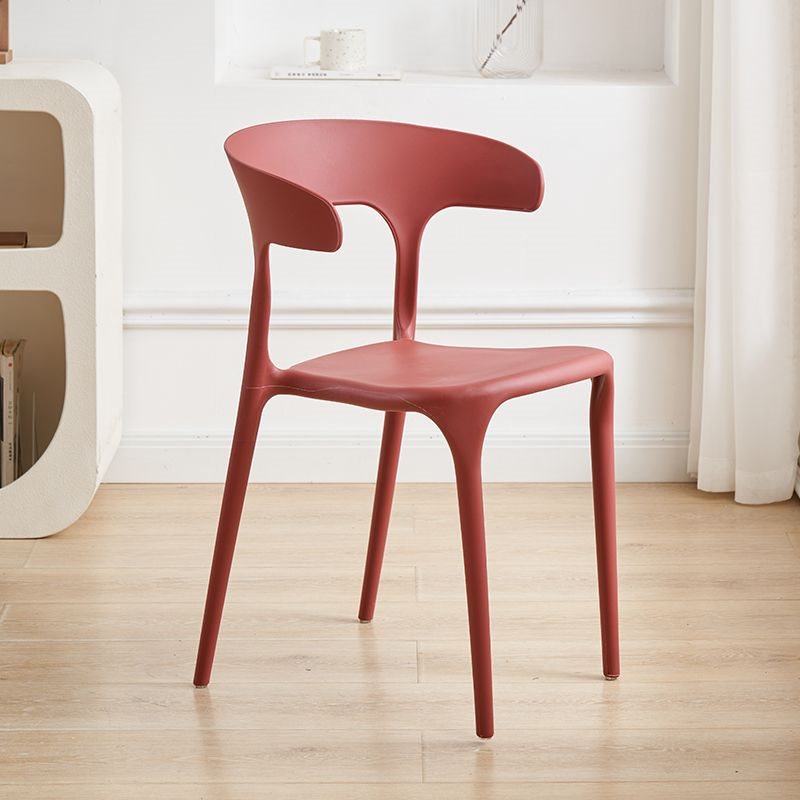 Contemporary Scandinavian Plastic Square Hollowed Dining Chair Backrest Stackable For Dining Room