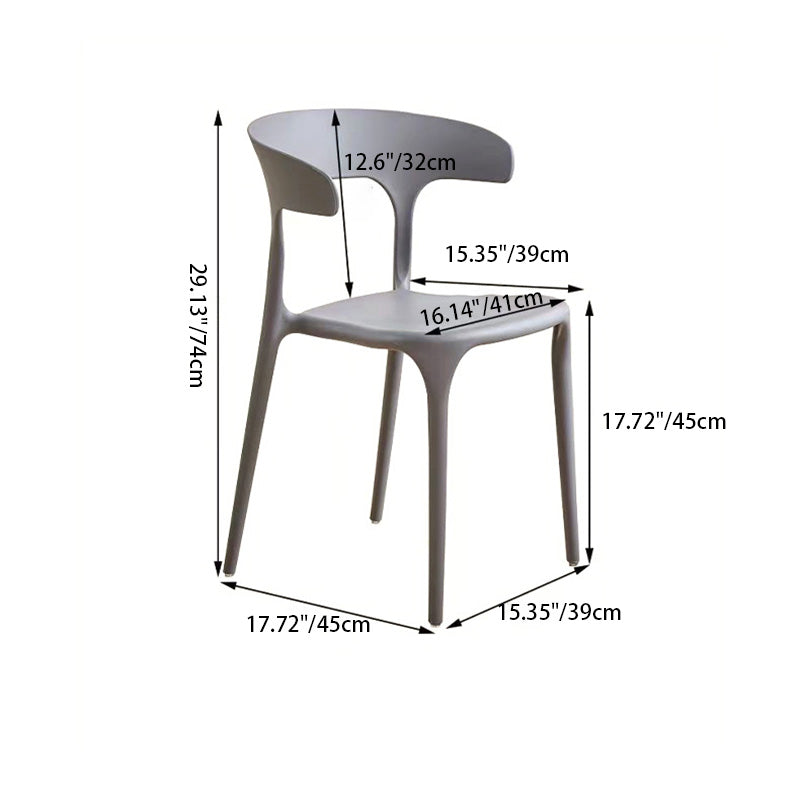 Contemporary Scandinavian Plastic Square Hollowed Dining Chair Backrest Stackable For Dining Room