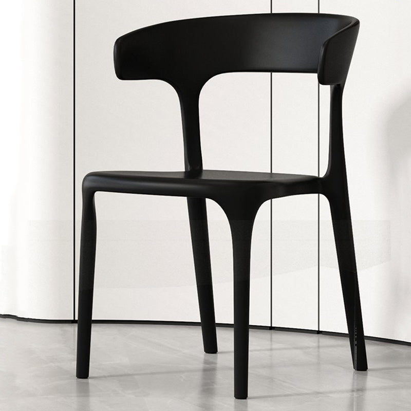 Contemporary Scandinavian Plastic Square Hollowed Dining Chair Backrest Stackable For Dining Room