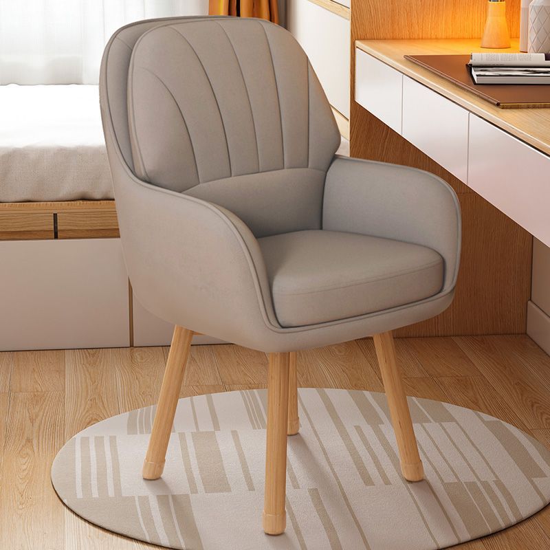 Contemporary Scandinavian Fabric Velvet Latex Wood Square Vanity Stool Backrest Swivel For Bedroom