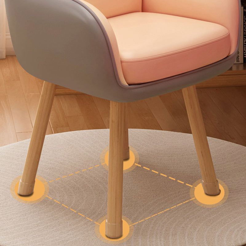 Contemporary Scandinavian Fabric Velvet Latex Wood Square Vanity Stool Backrest Swivel For Bedroom