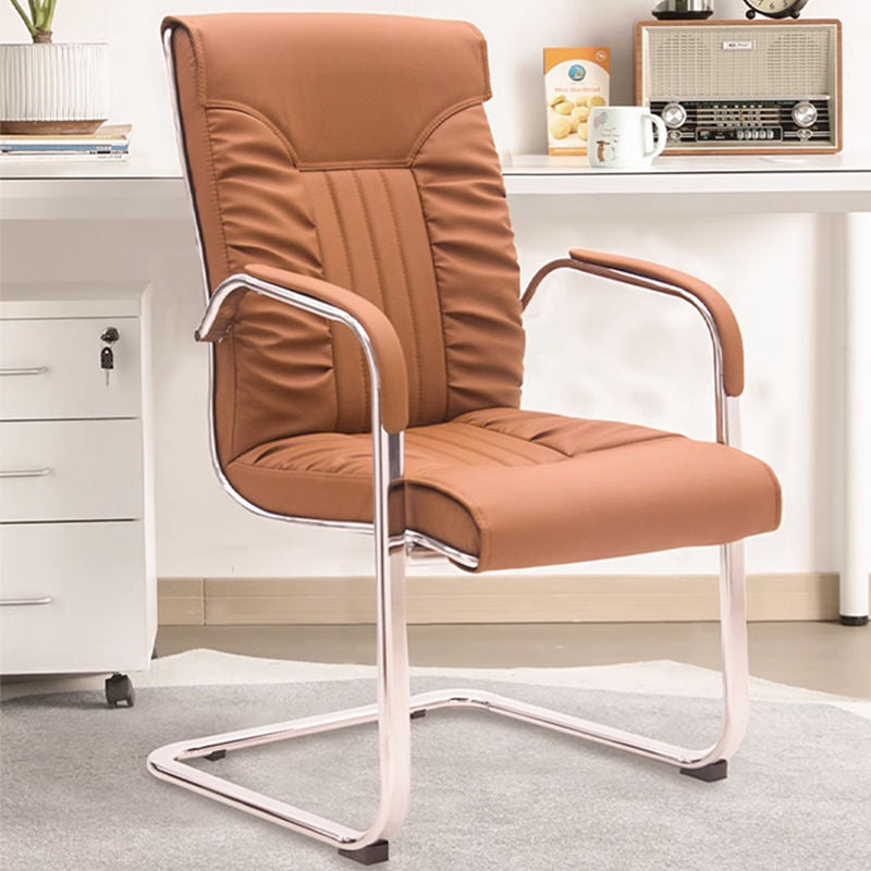 Modern Simplicity Leather Steel Sponge Bow Curved Desk Chair Backrest Armrest For Home Office