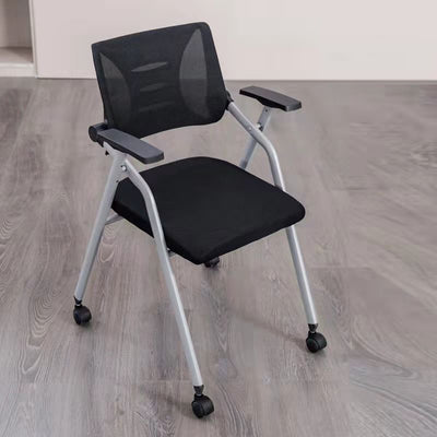 Modern Minimalist Mesh Sponge Metal Square Desk Chair Foldable Backrest With Table Plate For Home Office