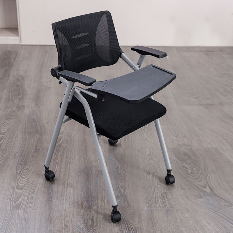 Modern Minimalist Mesh Sponge Metal Square Desk Chair Foldable Backrest With Table Plate For Home Office