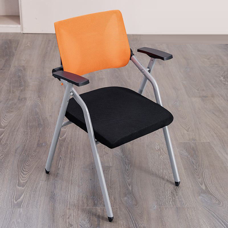 Modern Minimalist Mesh Sponge Metal Square Desk Chair Foldable Backrest With Table Plate For Home Office