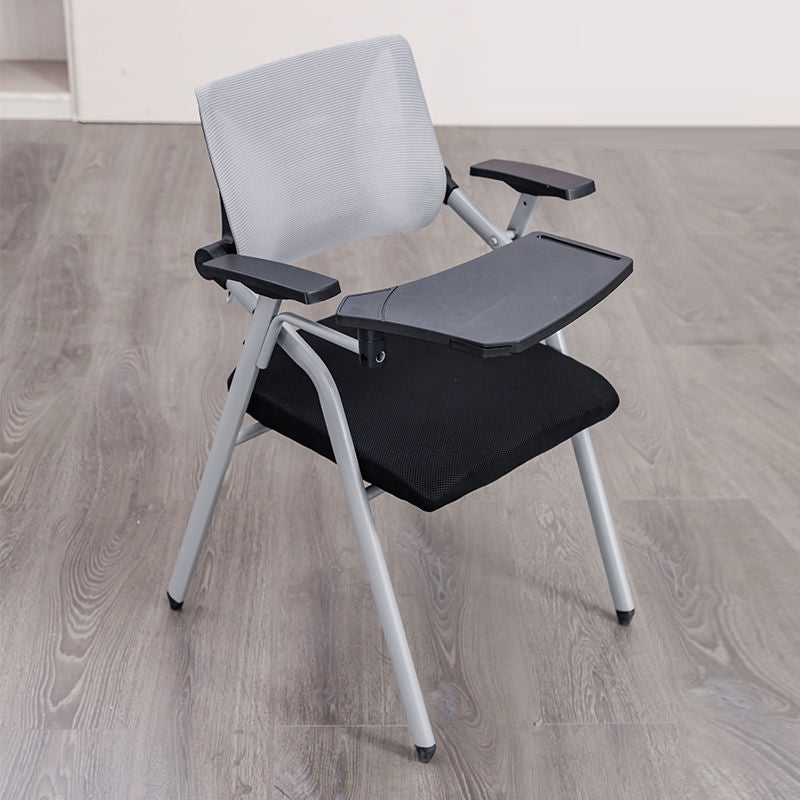 Modern Minimalist Mesh Sponge Metal Square Desk Chair Foldable Backrest With Table Plate For Home Office