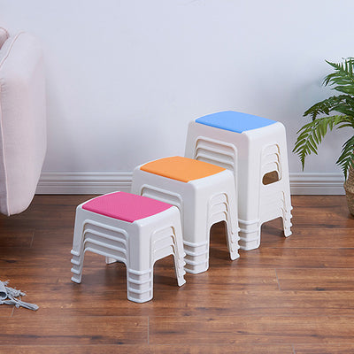 Tabouret bas rectangulaire minimaliste moderne en plastique PP pour salon 