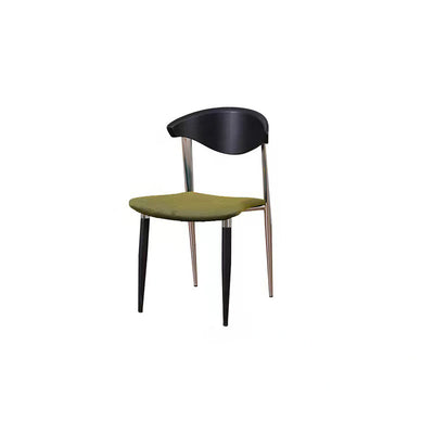 Contemporary Scandinavian Square Curved Arc Velvet Iron Wood Dining Chair Backrest Armless For Dining Room