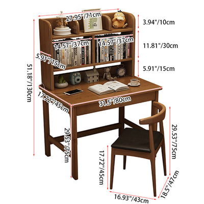 Modern Simplicity Rectangle Solid Wood Rubberwood Desk 1-Drawer For Home Office