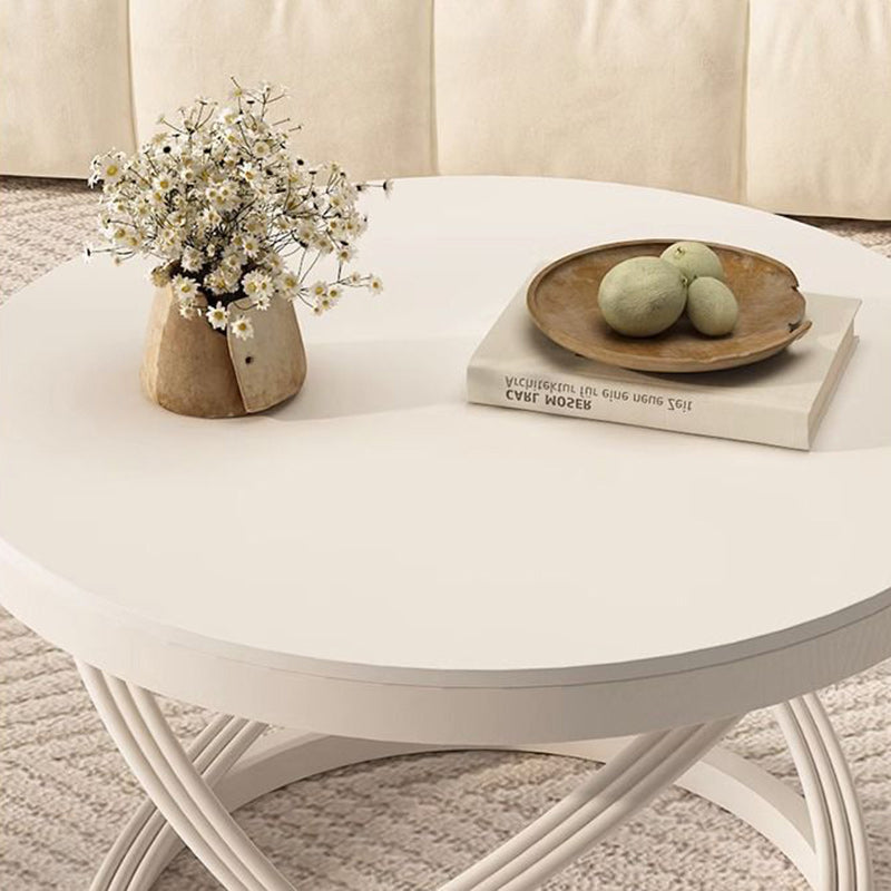 Modern Luxury Round Long Curved Rock Slab Metal Side Table 1-Tier For Living Room