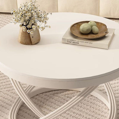 Modern Luxury Round Long Curved Rock Slab Metal Side Table 1-Tier For Living Room