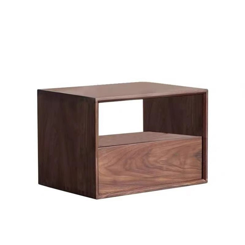 Contemporary Nordic Rectangular Wood Nightstand 1-Drawer For Bedroom