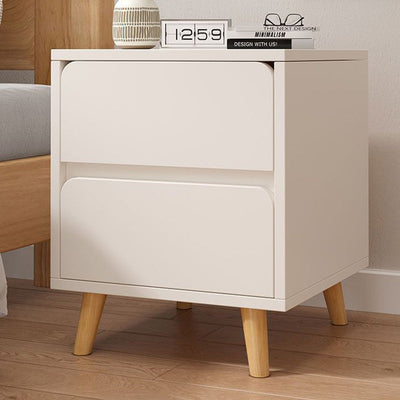 Modern Minimalist Rectangular Solid Wood Panel Nightstand 1/2 Drawer For Bedroom