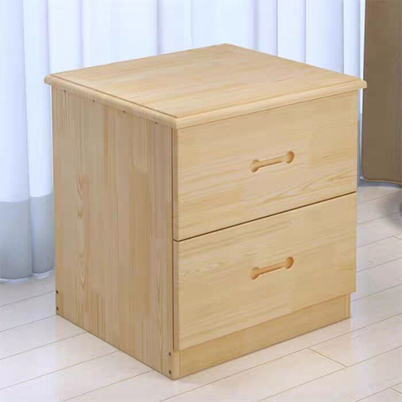 Modern Simplicity Rectangular Solid Wood Nightstand 2-Drawer For Bedroom