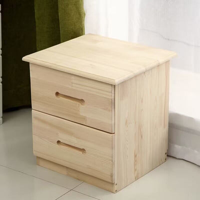 Modern Simplicity Rectangular Solid Wood Nightstand 2-Drawer For Bedroom