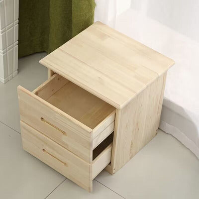 Modern Simplicity Rectangular Solid Wood Nightstand 2-Drawer For Bedroom