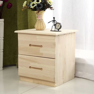 Modern Simplicity Rectangular Solid Wood Nightstand 2-Drawer For Bedroom