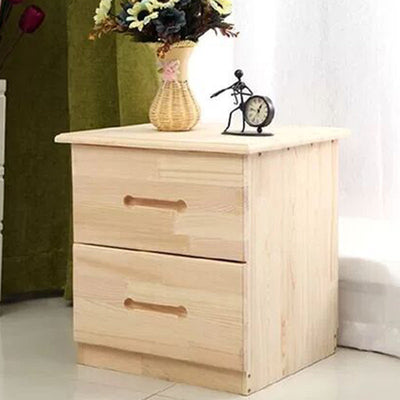 Modern Simplicity Rectangular Solid Wood Nightstand 2-Drawer For Bedroom