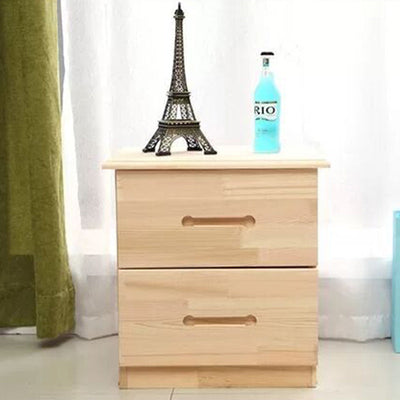 Modern Simplicity Rectangular Solid Wood Nightstand 2-Drawer For Bedroom