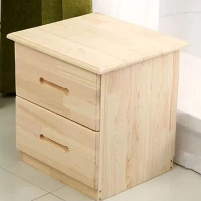 Modern Simplicity Rectangular Solid Wood Nightstand 2-Drawer For Bedroom