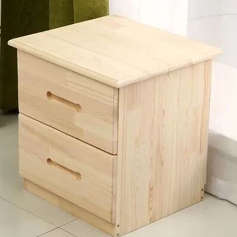 Modern Simplicity Rectangular Solid Wood Nightstand 2-Drawer For Bedroom