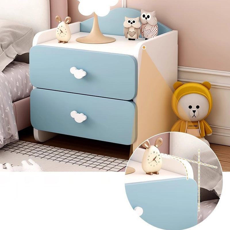 Contemporary Creative Kids Rectangular Faux Panel Nightstand 1/2 Drawer For Bedroom