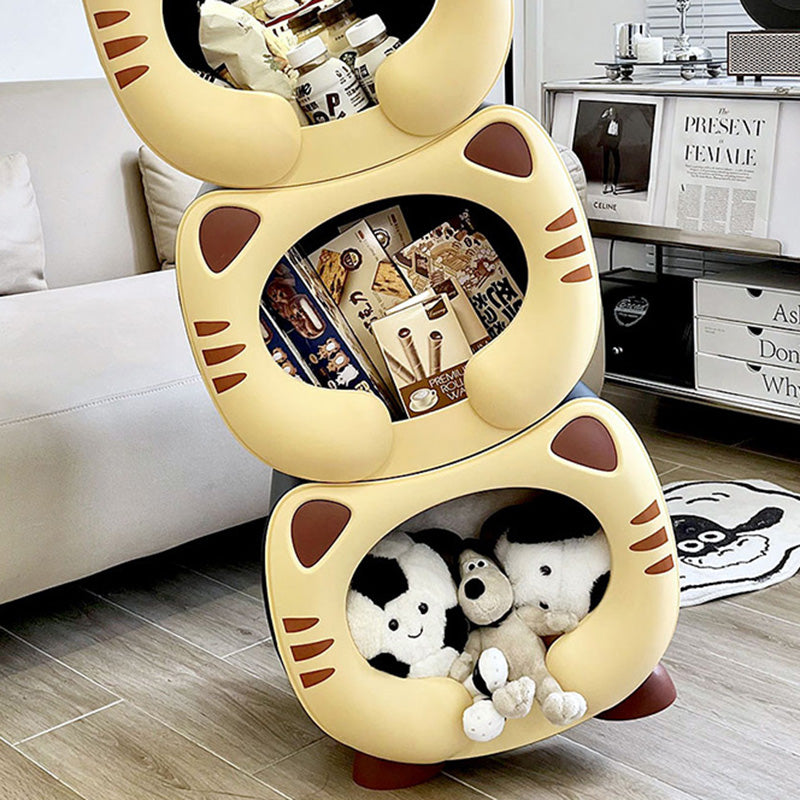 Contemporary Creative Kids Round Cat PP Nightstand For Bedroom