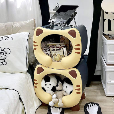 Contemporary Creative Kids Round Cat PP Nightstand For Bedroom