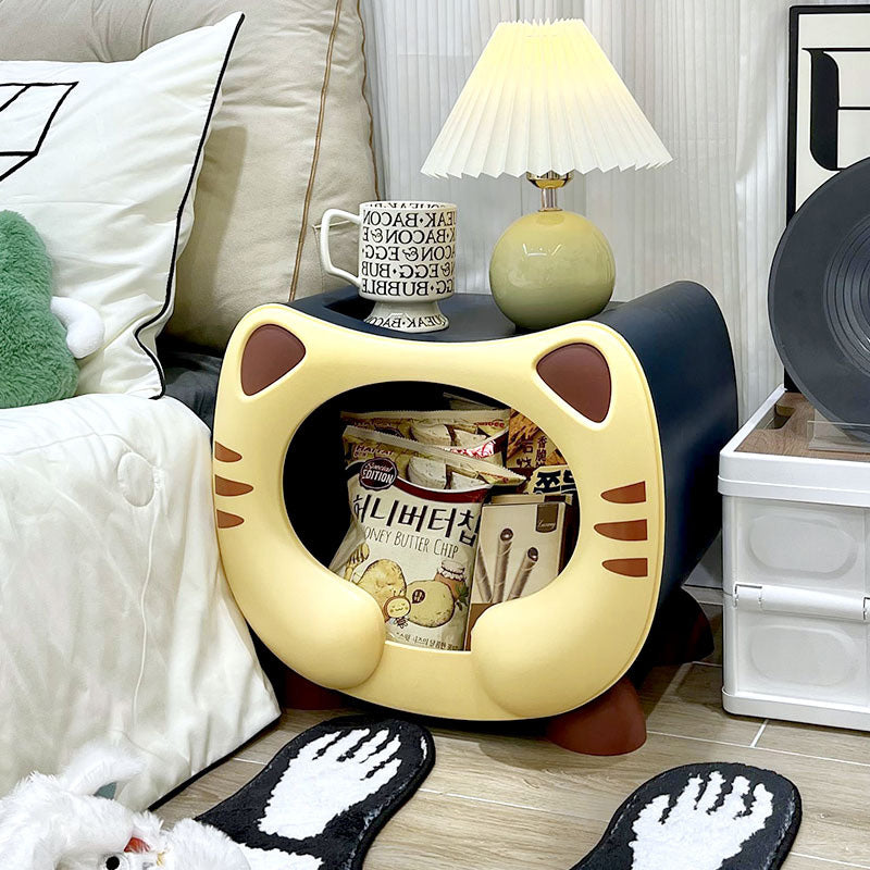 Contemporary Creative Kids Round Cat PP Nightstand For Bedroom