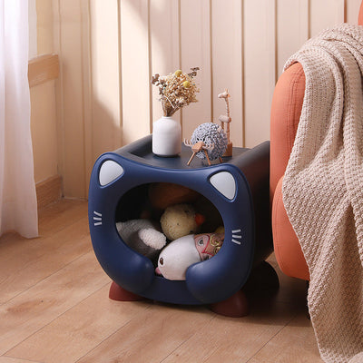 Contemporary Creative Kids Round Cat PP Nightstand For Bedroom