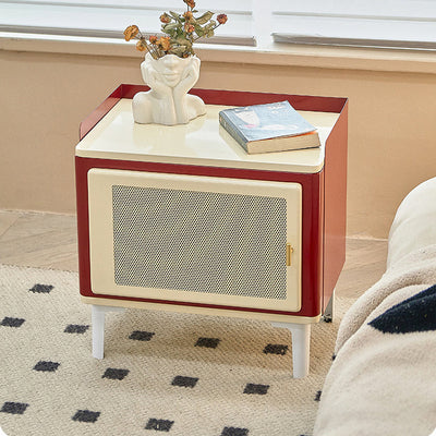 Contemporary Retro Rectangular Cold Rolled Plate Galvanized Perforated Panel Nightstand 1-Storage For Bedroom