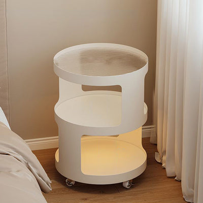 Modern Minimalist Removable Round Cylinder Glass Iron End Table 3-Tier For Living Room