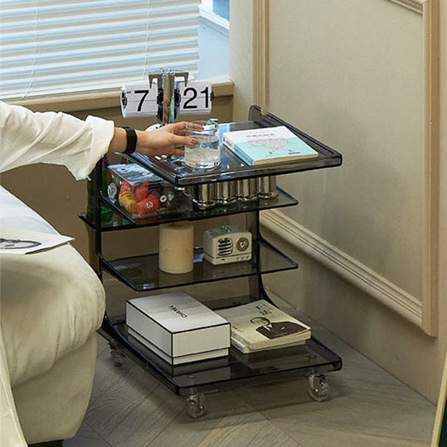 Modern Minimalist Removable Rectangular Plastic PC End Table 4-Tier For Living Room