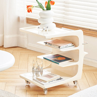 Modern Minimalist Removable Rectangular Plastic PC End Table 4-Tier For Living Room