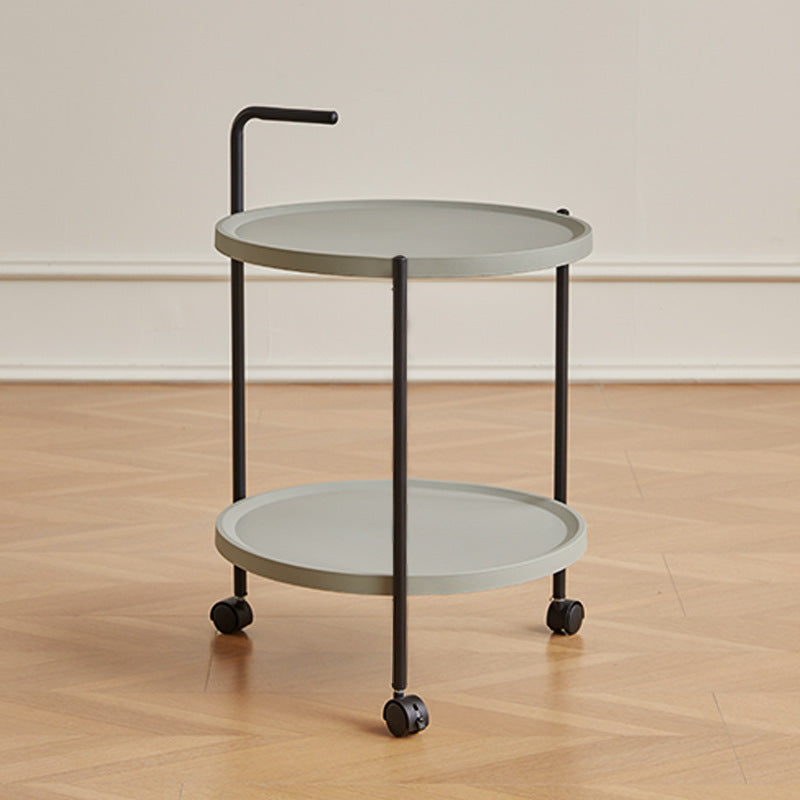 Modern Minimalist Removable Round Plastic Metal End Table 2-Tier For Living Room