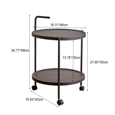 Modern Minimalist Removable Round Plastic Metal End Table 2-Tier For Living Room