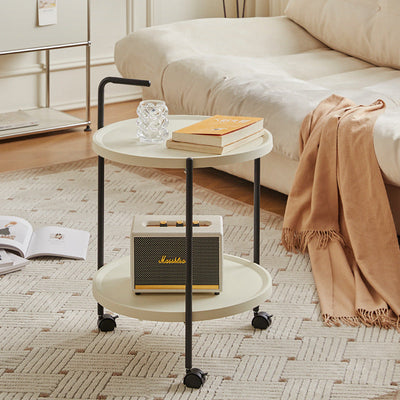 Modern Minimalist Removable Round Plastic Metal End Table 2-Tier For Living Room