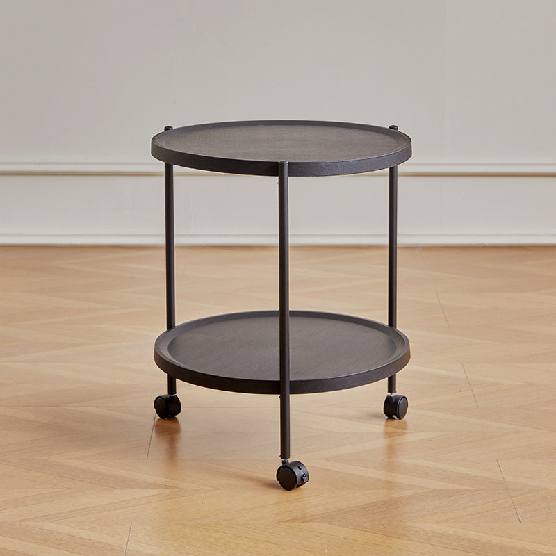 Modern Minimalist Removable Round Plastic Metal End Table 2-Tier For Living Room