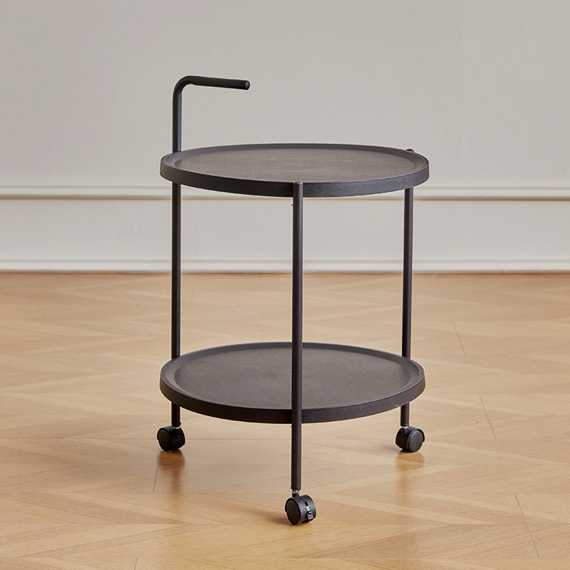 Modern Minimalist Removable Round Plastic Metal End Table 2-Tier For Living Room