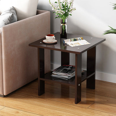 Modern Minimalist Square Faux Panel Coffee Table 2-Tier For Living Room